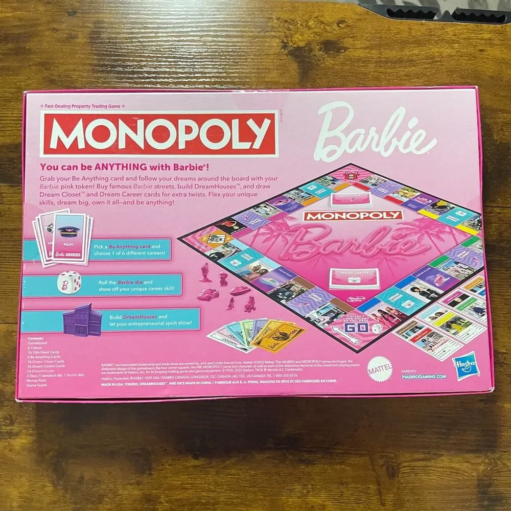 Monopoly Barbie Edition Board Game 2023 Hasbro Complete Family Strategy Game